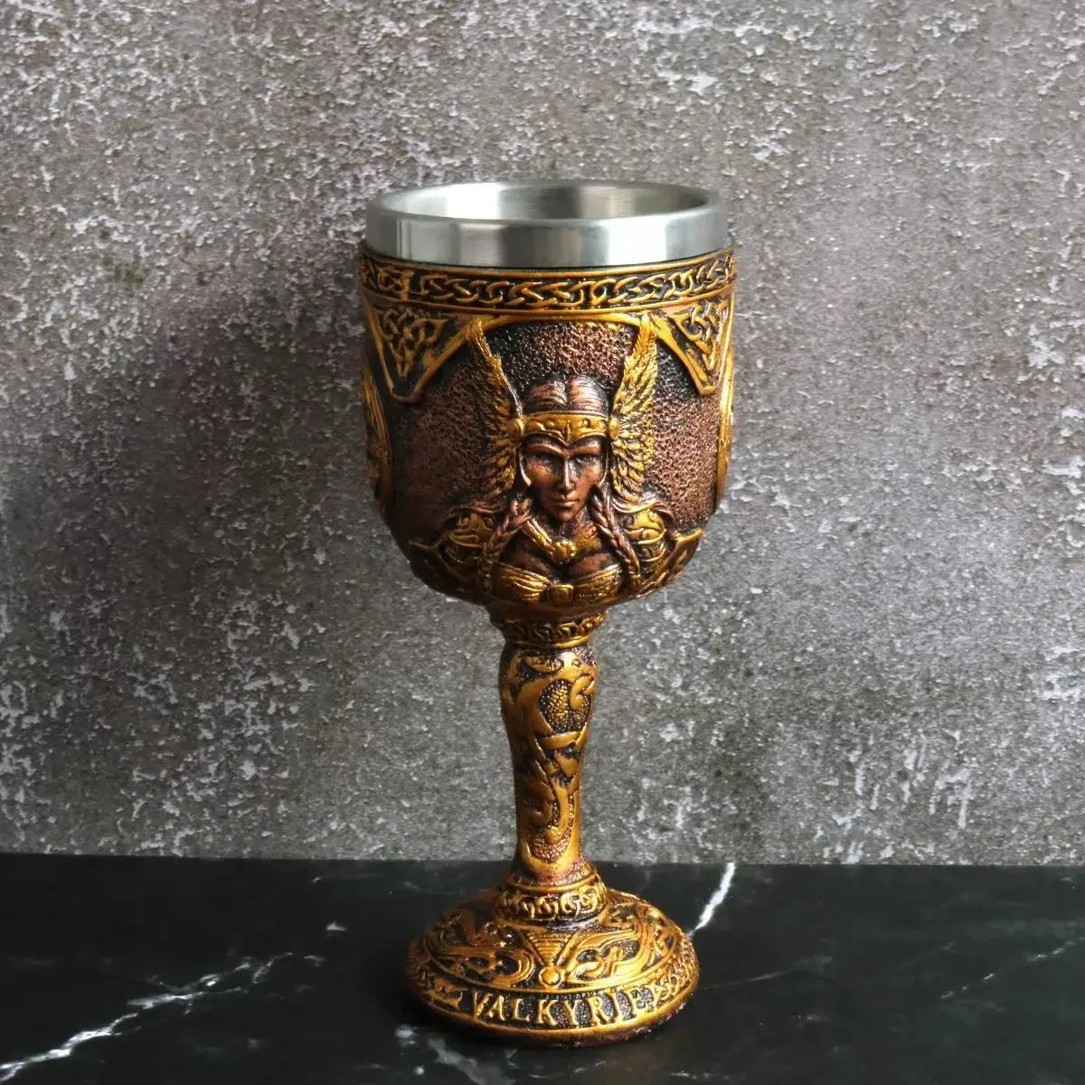 Odin Wine Glass Goddess Resin Stainless Steel Goblet Nordic Mythology Cocktail Glasses Viking Whiskey Cup Thor Pub Bar Drinkware